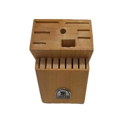 SABATIER 16 Ranuras Madera Cubiertos Cuchillo Bloque Solo Almacenamiento Encimera Pesado  Foto 1 de 4