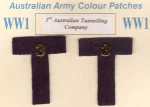AIF TUNNELLING COY WW1 AUSTRALIAN ARMY COLOUR PATCHES - ANZAC HISTORY - Picture 1 of 1
