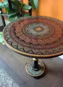 Handmade Paisley Design Artistic Wooden Side Table/End Table l Hand Painted - Picture 1 of 22