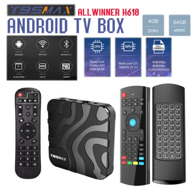 Allwinner 64GB/4GB T95 MAX H618 Quad Core Dual WiFi BT Android 12.0 TV Box - Image 1 of 4