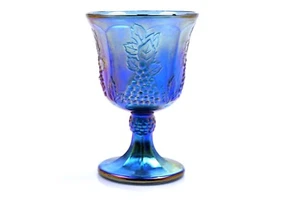 Uvas cáliz de vidrio azul de carnaval vintage de vidrio de Indiana 5" (8 oz) - Imagen 1 de 2