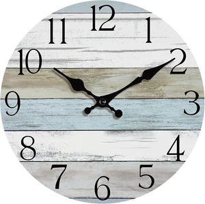 Wall Clock, 10 Inch Silent Non Ticking Wall Clocks Battery Operated, Rustic Wood - Picture 1 of 6
