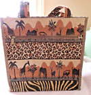 Jade Safari Animal Tapestry Tote Shoulder Travel Bag 11.5"x11"x5" incl.