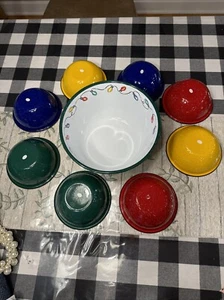 Vintage Stachelbeere Patch verschachtelt Party Schüsseln Set 9 Vintage EUC Weihnachtsbeleuchtung - Bild 1 von 16