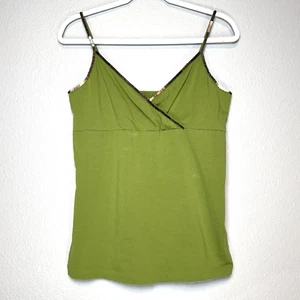 Vtg Merona Camisole Top Size Large Green Sequin V Neck Cotton Cami Fairycore Y2K - Picture 1 of 9