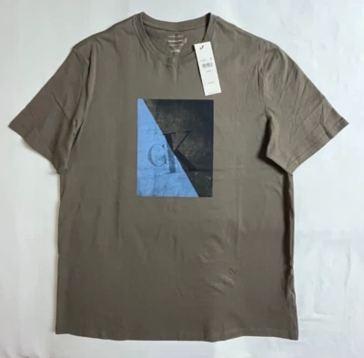 Calvin Klein Мужская светло-коричневый Crew футболка Calvin Klein тональный логотип Sz большой - Изображение 1 из 3