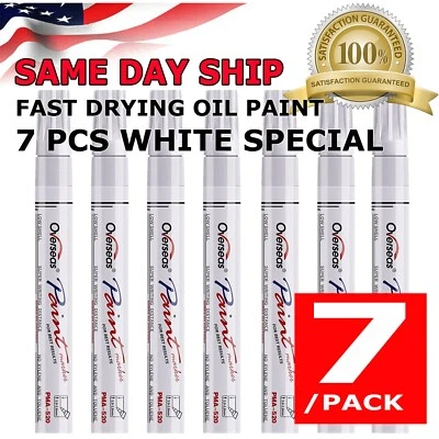 CUSTOM-SIGN 7Pc Waterproof Permanent White Paint Marker Pen For Car Tire Tread Rubber Metal