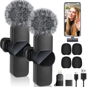 2x Funkmikrofon mit Empfänger Kabellos Wireless Karaoke für Handy-Live-Stream - Bild 1 von 15