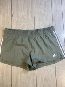 Adidas Pacer 3 Stripes Woven Aeroready Shorts Womens XLarge Green White Gym NWT - Picture 1 of 13