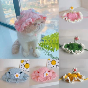 Handmade Pet Hat Pet Party Cosplay Headwear Woolen Knitting Cat Head Cover - Picture 1 of 17