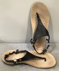 VIONIC KIRRA Sandalias Zapatos Cuero Negro Tanga Tirantes Para Mujer Talla 8 - Imagen 1 de 20