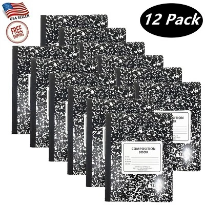 Paquete de 12 cuadernos composición libro con reglas anchas 100 hojas 200 páginas regreso al cole Foto 1 de 4