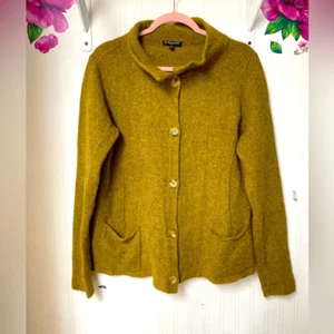 Eileen Fisher Mustard Wool Button-Up Cardigan size 1X - Picture 1 of 5