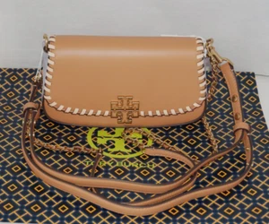 NWT Authentic TORY BURCH BRITTEN Tan Mixed Leather Convertible Crossbody Bag - Picture 1 of 18