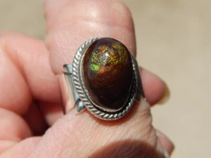 Fire Agate Sterling Silver Ladies Ring By Navajo Geraldine James Size 8 3/4 - Picture 1 of 9