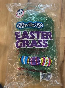Vintage Eggsville USA Easter Grass Green Easter Basket still in package - Picture 1 of 4
