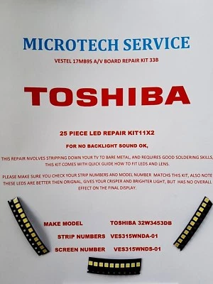 TOSHIBA 32W3453DB VES315WNDA-01   25 PIECE LED BACKLIGHT REPAIR KIT READ ADVERT - Image 1 of 4
