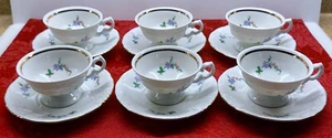 WAWEL WAV13 Demitasse 6 Cup & Saucer Set Coffee Tea Espresso Garden Flower Party - Picture 1 of 6