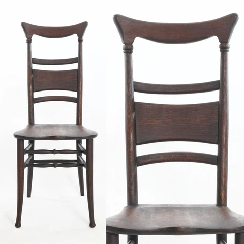 Antique Early 1900s Quarter Sawn Oak Ladder Back Narrow Chair Cover