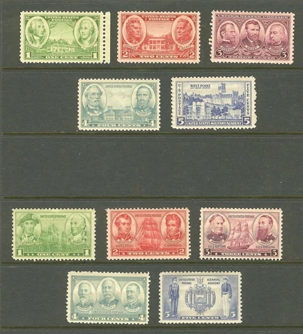 US Scott # 785 - 794  Army-Navy set  / VF - MNH Cover