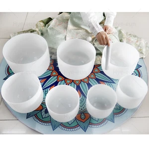 432Hz 7-12 inch Crystal Singing Bowls Chakra Set of 7 with 2 Carrying Case Yoga - Picture 1 of 10