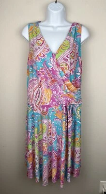 Lauren Ralph Lauren Dress Womens Size 1X Colorful Paisley Sleeveless Wrap Party - Image 1 of 4