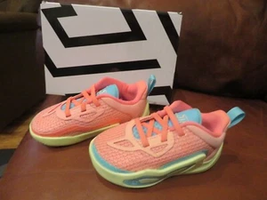 NEW Toddler Girls Pink Tint & Barely Volt Nike Jordan Tatum 1 Tennis Shoes, 6 - Picture 1 of 3