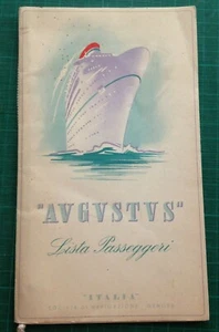 LISTE PASSAGERS "AUGUSTUS" 1956 SOCIETA DI NAVIGAZIONE GENOVA - Bild 1 von 4