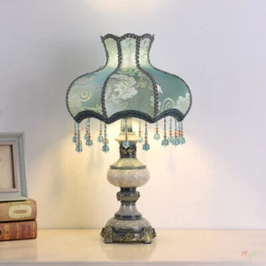 Pastoral style Table Lamp LED Embroidered Fabric Shade Desk Lights Bedside Lamp - Picture 1 of 6