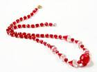 16" Vintage Czech necklace red English cut clear rondelle glass beads