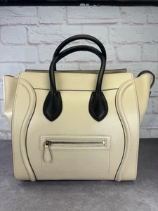 Celine Cream Leather Bicolor Luggage Mini Tote - Picture 1 of 15