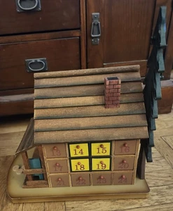 Rotating Wood Log Cabin Christmas Advent Calendar Rustic 24 Door - Picture 1 of 14