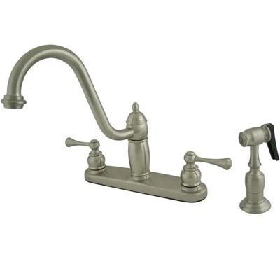 Grifo de cocina Kingston de latón KB1118BLBS Heritage de 8 pulgadas con doble mango de palanca Bl Foto 1 de 3