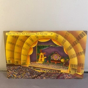 Vtg 1940s New York City Radio City Music Hall Auditorium Stage Unposted Postcard - Picture 1 of 2
