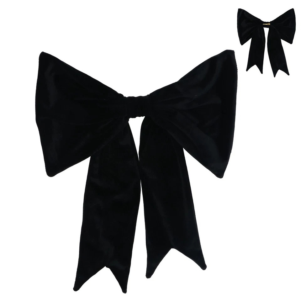 HEAVENLY HOMES AND GARDENS Luxury Christmas Decoration Large Velvet Black Bow Clip On Xmas Tree Decoration