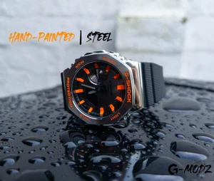 Casio CasiOak GShock Neon Orange Custom Modified Steel GM2100 G-Modz Mods watch - Picture 1 of 7