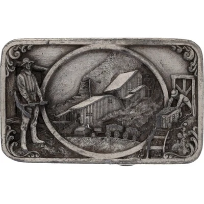 Hebilla de cinturón de colección Prospector Gold Rush Silver Carbón Miner Western Mining Camp Foto 1 de 4