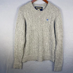 Suéter Abercrombie & Fitch Para Hombres Mediano Mezcla de Cachemira Tejido con Cable Pullover Alce - Imagen 1 de 8