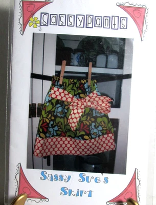 Sassy Sue's Skirt Pattern by Sassy Pants Girls Skirt w Large Bow Size Infant- 12 - Image 1 of 4