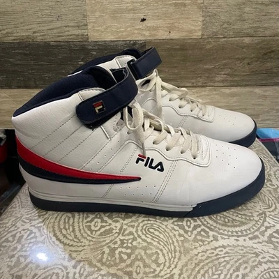 FILA White synthetic Leather High Top Sneakers Retro Style Sport Casual US 13 - Image 1 of 4