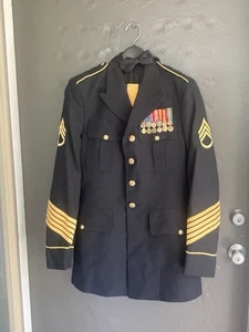 Army Service Uniform ASU Dress Blue Enlisted SSGT Jacket 40L & Pants 36L W/Medal - Picture 1 of 18