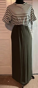 Flamingo Urban Striped/solid Maxi Dress M Casual Pockets Comfy Bust 20” - Picture 1 of 5