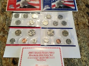 2003 P&D Uncirculated US Mint Sets~Total Of 20 Coins~Original Packaging & COA's - Picture 1 of 9