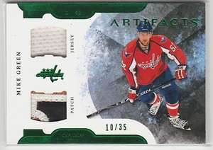 2011-12 Artifacts Horizontal Jerseys Patches Emerald #52 Mike Green 10/35