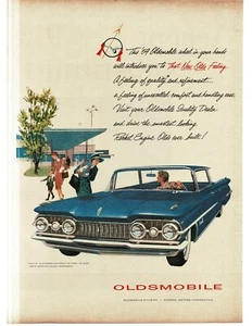 1959 Oldsmobile Super 88 Holiday Sportsedan Blue 2-door art Vintage Print Ad - Picture 1 of 1