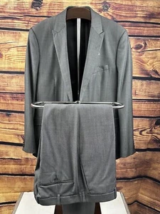 Theory Suit Grey 42R 35W 100% Wool 2 Piece Suit Single Breasted Double Vented - Picture 1 of 17