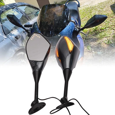 Rearview Mirrors With Turn Signal For Suzuki GSXR600 GSXR750 GSXR1000 2003-2018 - Image 1 of 4