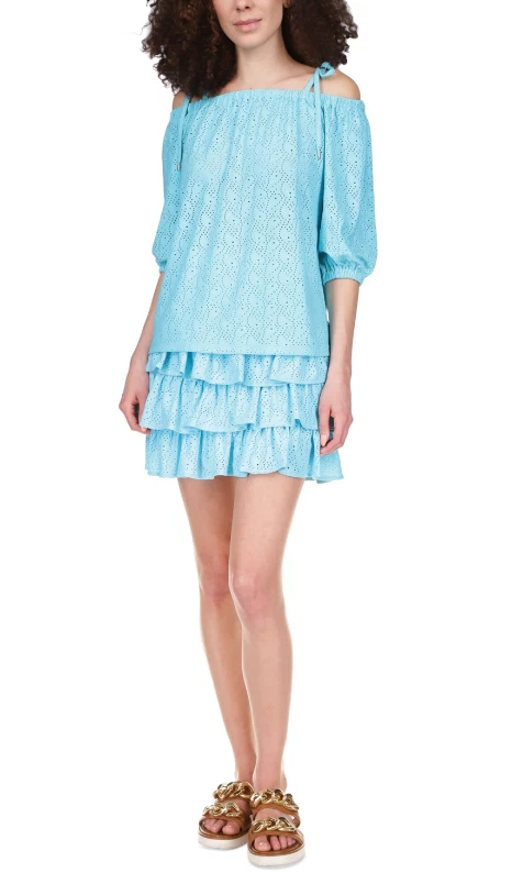 Top Michael Kors Ojales Fuera del Hombro Turquesa Talla L 3151 Foto 1 de 1