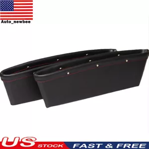 2 Pcs Black Car Seat Crevice Storage Box Gap Pocket Cup Holder Phone Organizer - Picture 1 of 8