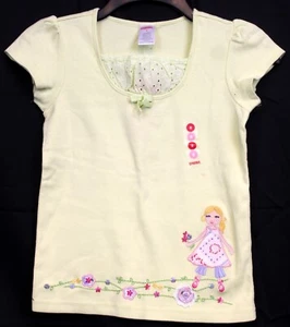 2007 Gymboree Love is in the Air Yellow Shirt Girl Bouquet Embroider Applique 8 - Picture 1 of 5